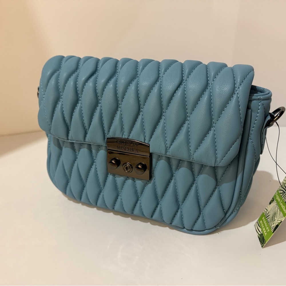 Badgley Mischka Teal Quilted Crossbody Bag - Picture 7 of 7